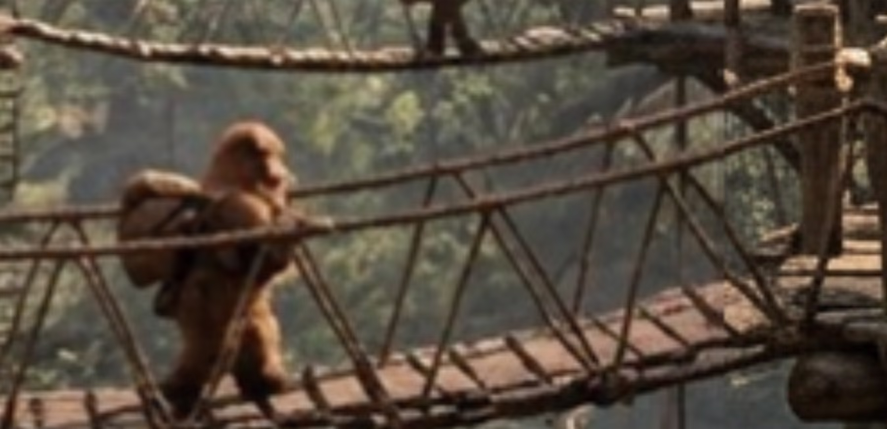 The same bridge after Auto-Align: the ropes and planks run unbroken across where the seam was.